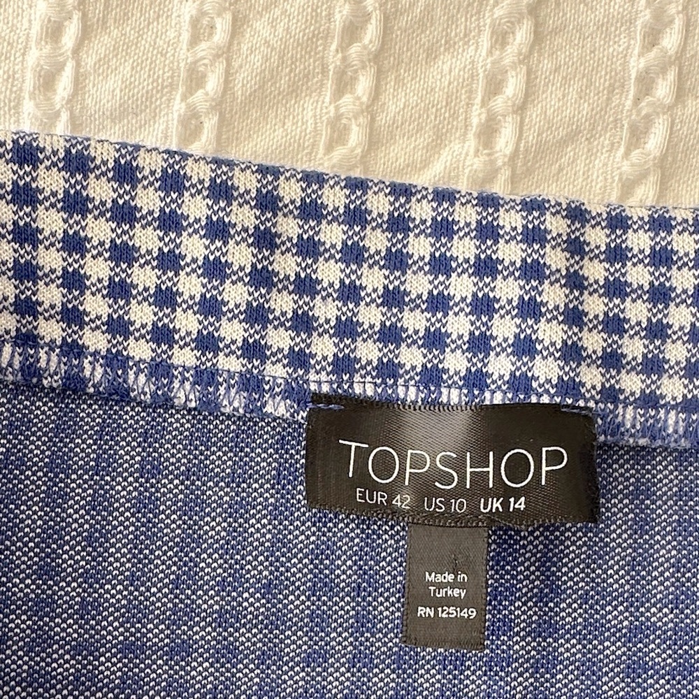 Topshop Navy Checkered Pencil Skirt